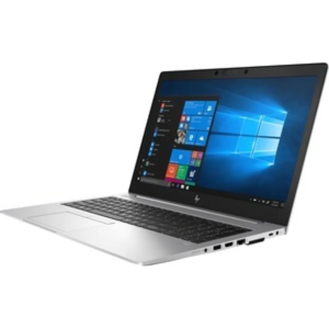 Silver HP EliteBook 850 G6 15.6 inch laptop closed, fingerprint reader visible