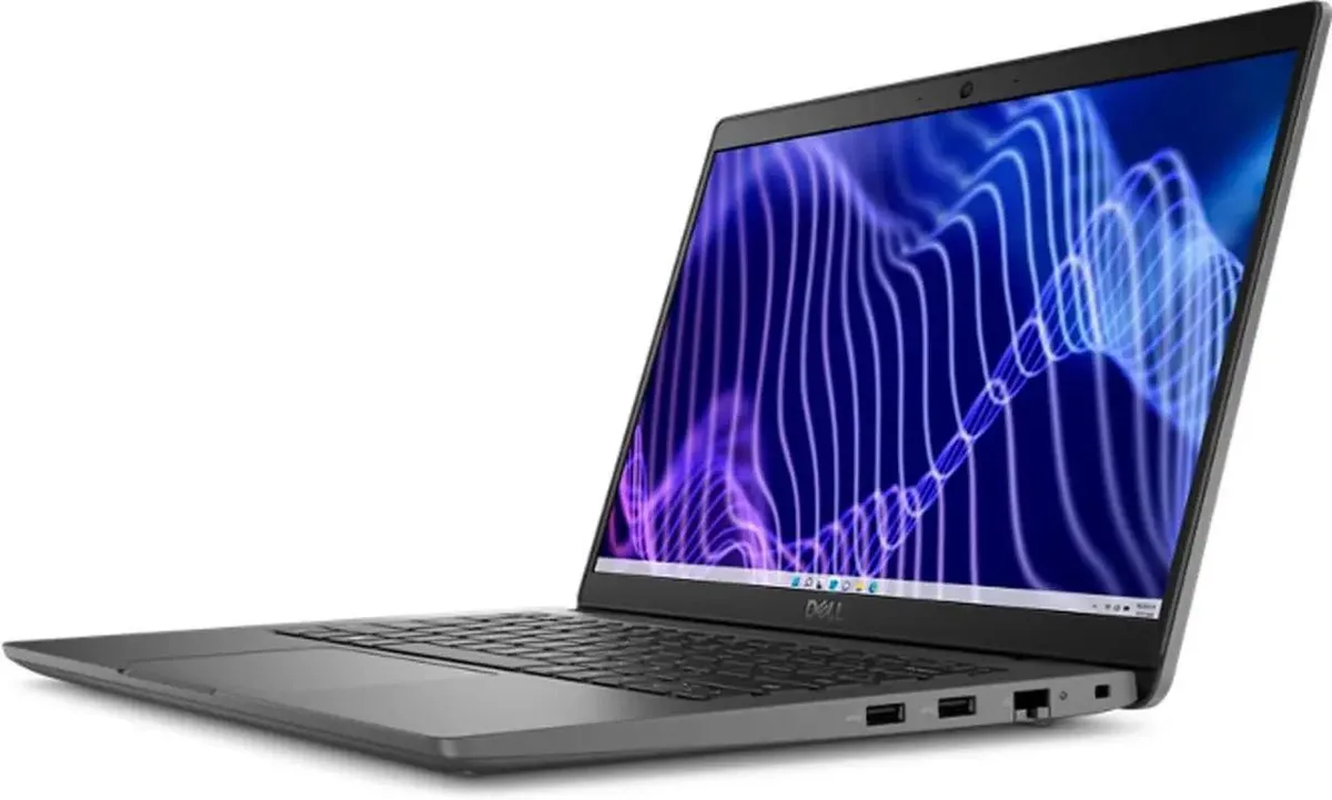 Silver Dell Latitude 3440 laptop closed lid 14 inch screen webcam visible