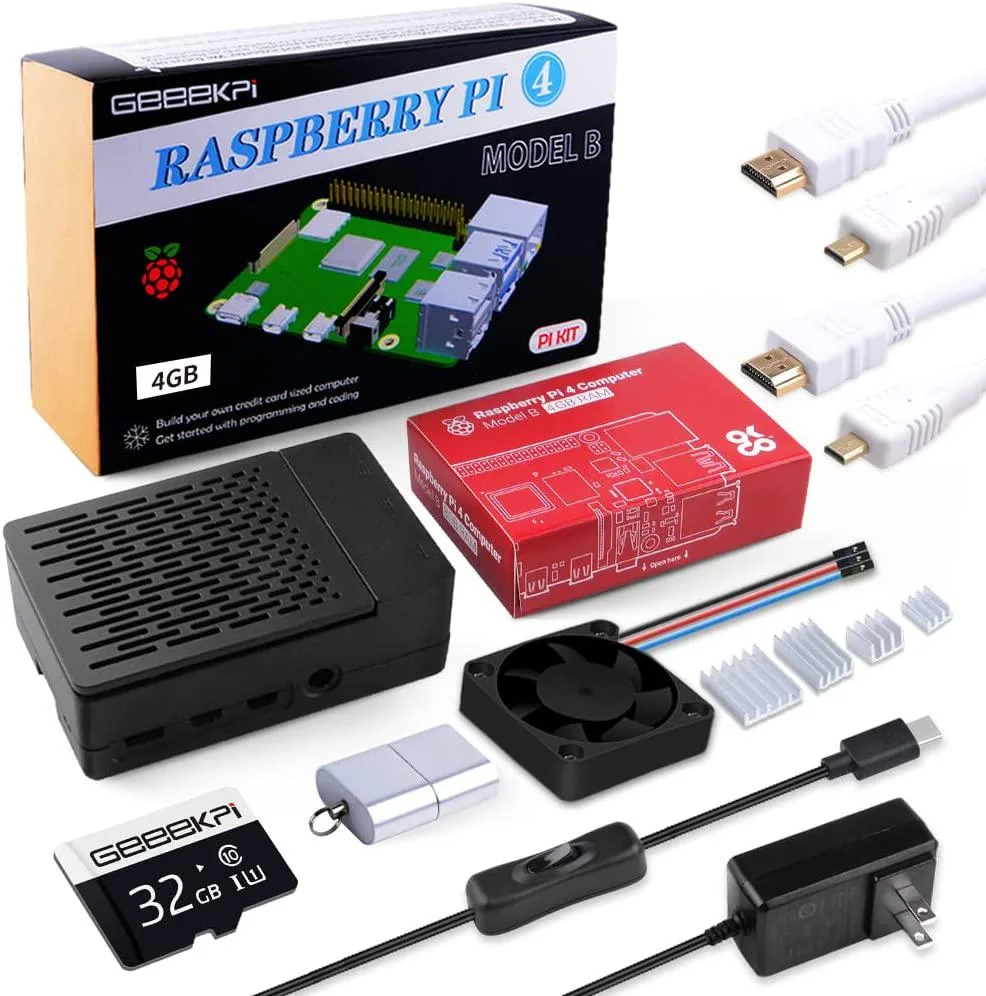 BFKK BFKK Raspberry Pi 4 4GB Starter Kit 32GB Edition with PWM Fan 3.6A Supply barebone mini PC — Produktfoto
