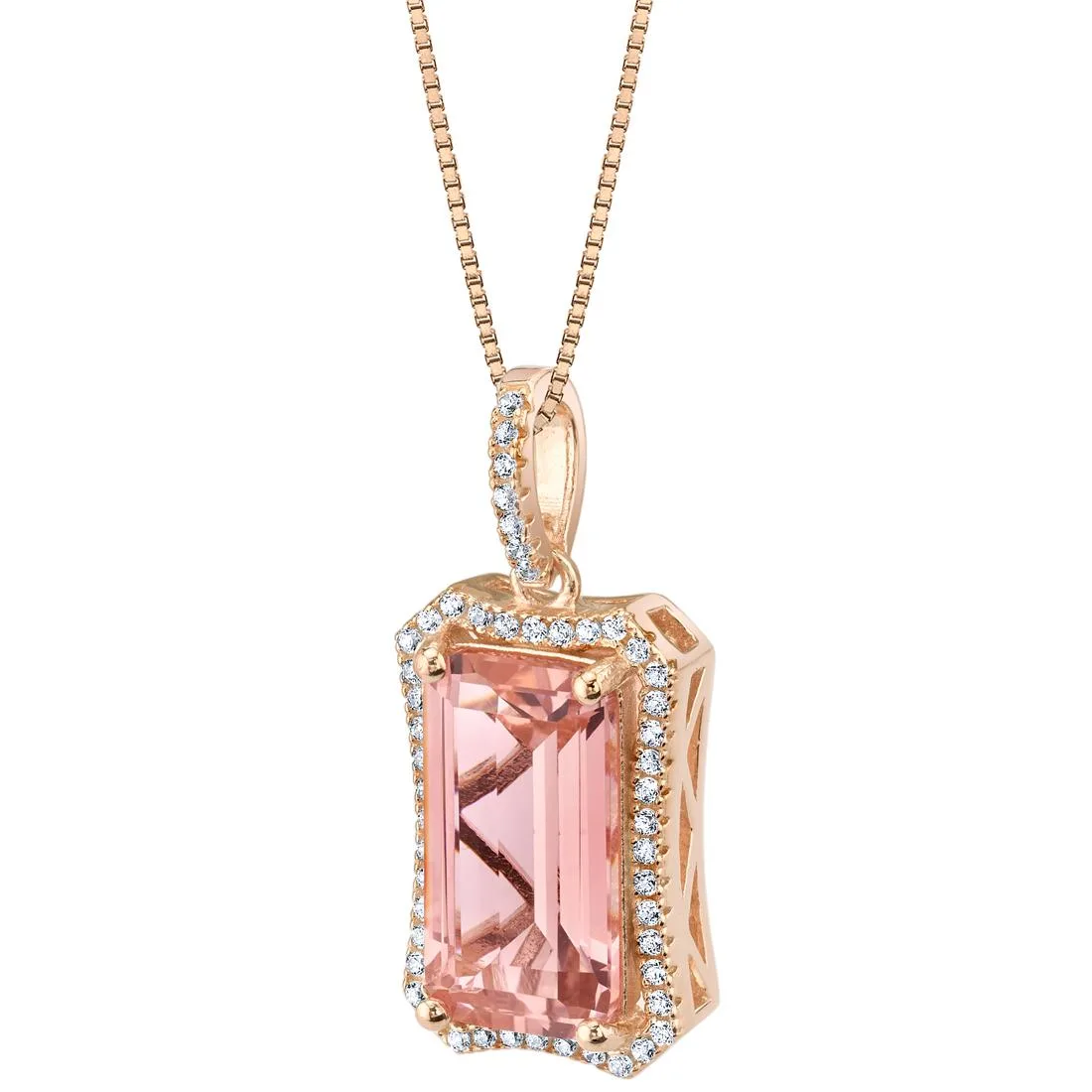 Oravo Oravo Simulated Morganite Rose-Tone Sterling Silver Celestial Pendant Necklace 18" 5.5ct 5.25ct .925 — vörumynd