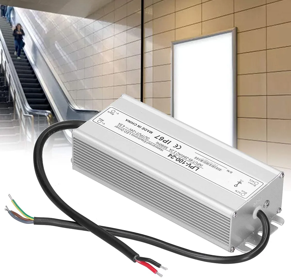 Rectangular aluminium power supply 185 by 69 by 43mm IP67 rated