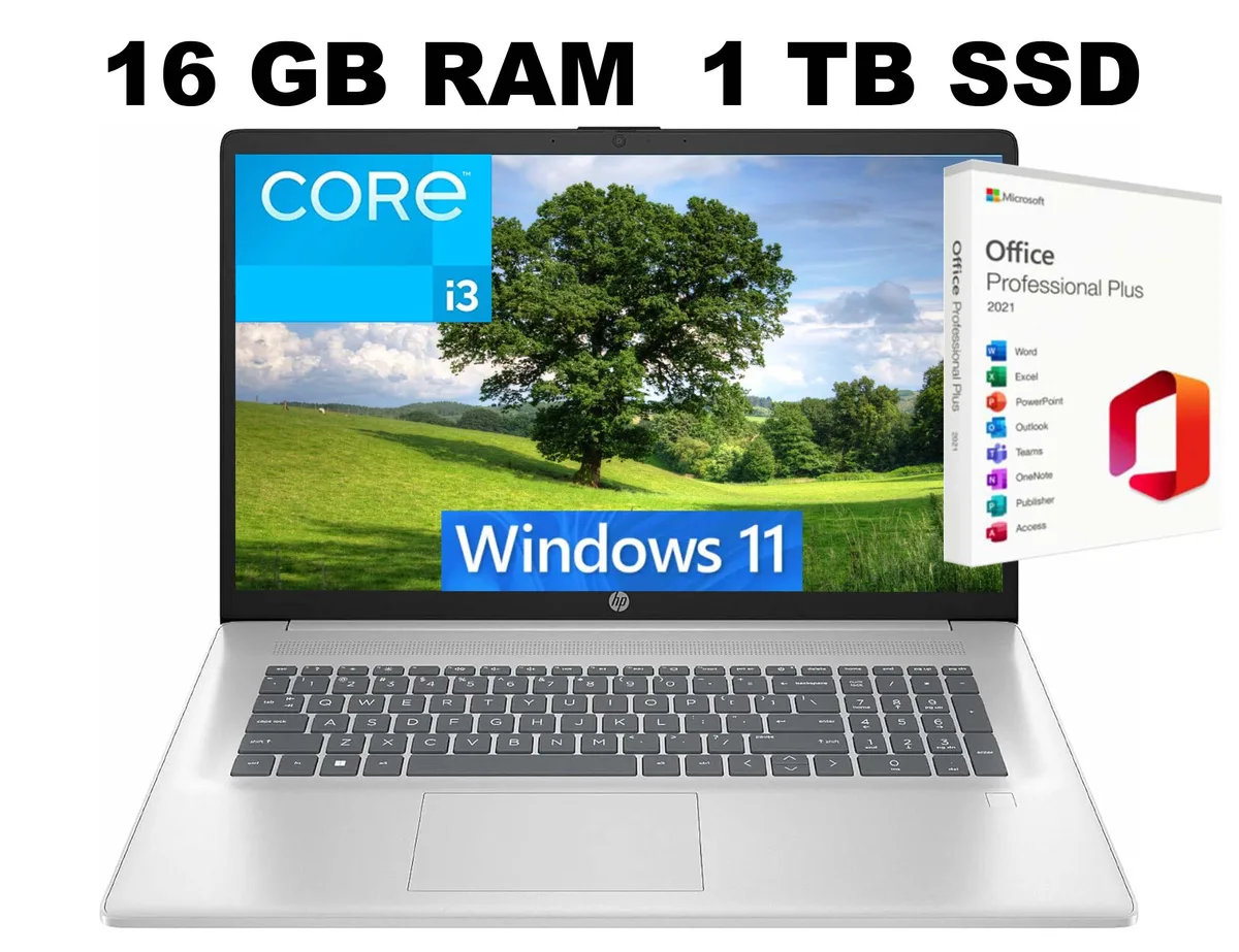 HP HP 17 laptop Core i3-N305 16GB 1TB SSD 17.3" FHD Silver — product photo