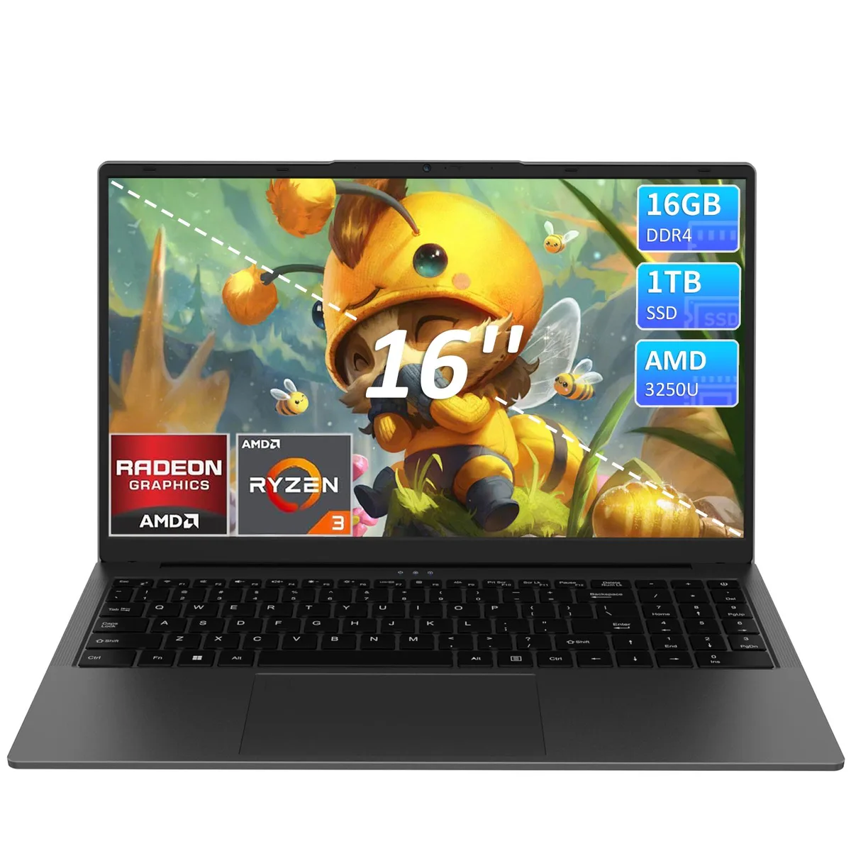 KurieTim KurieTim T160R laptop AMD Ryzen 3 3250U 16GB DDR4 1TB SSD 16.0" IPS 1920*1200 Windows 11 Pro — product photo