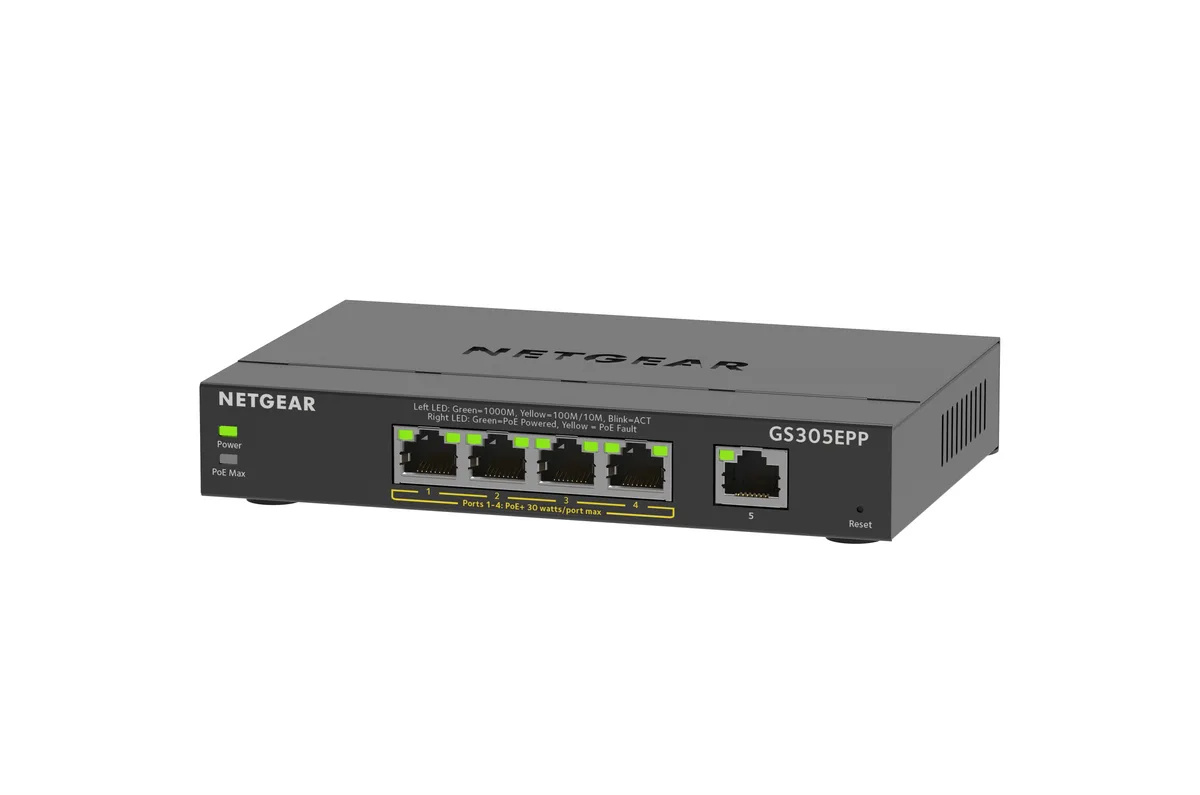 Netgear Inc. Netgear Inc. GS305EPP-100NAS 5-Port Gigabit PoE+ Smart Switch — 商品写真