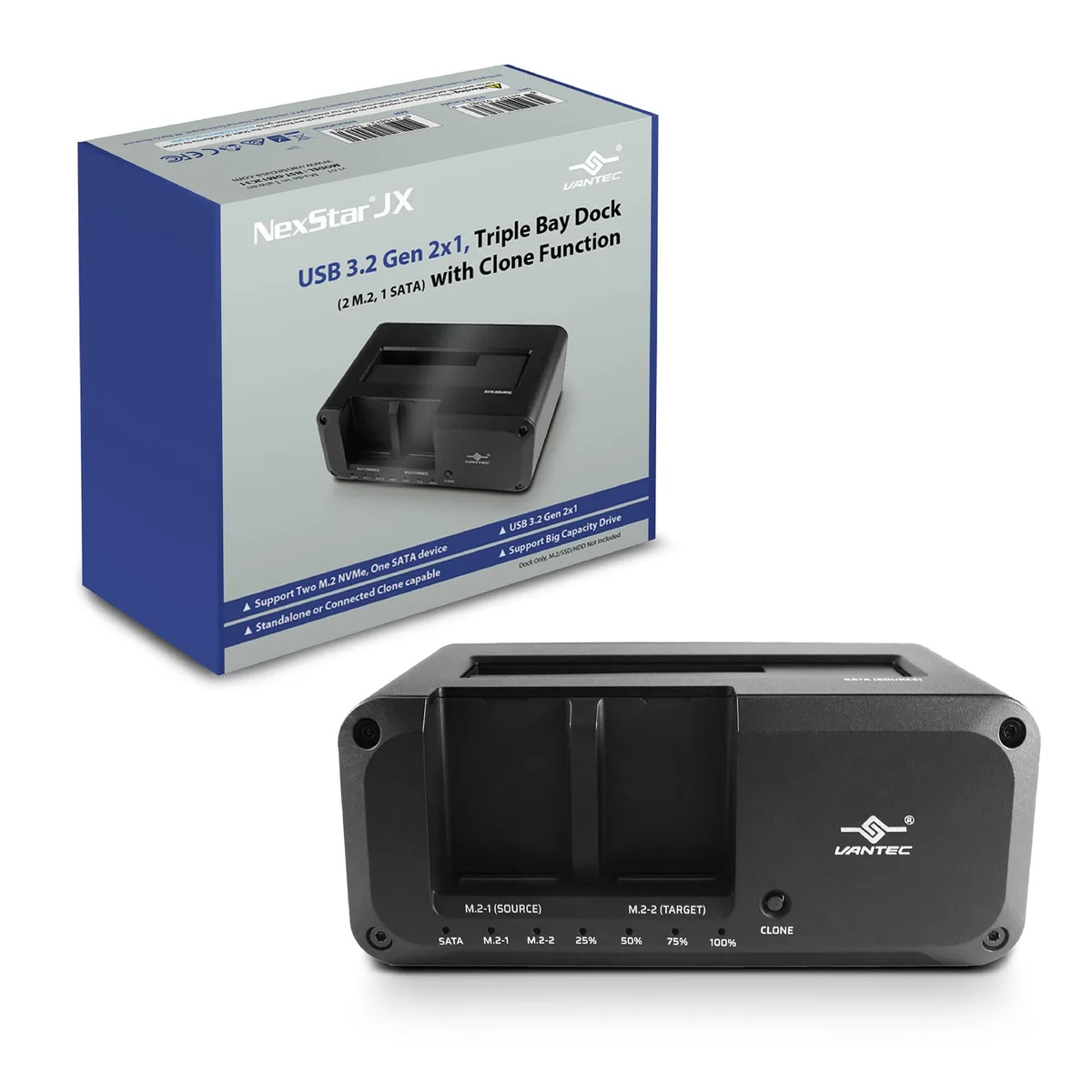 Vantec Vantec NST-DM12C31 Triple Bay Dock with Clone Function — productfoto