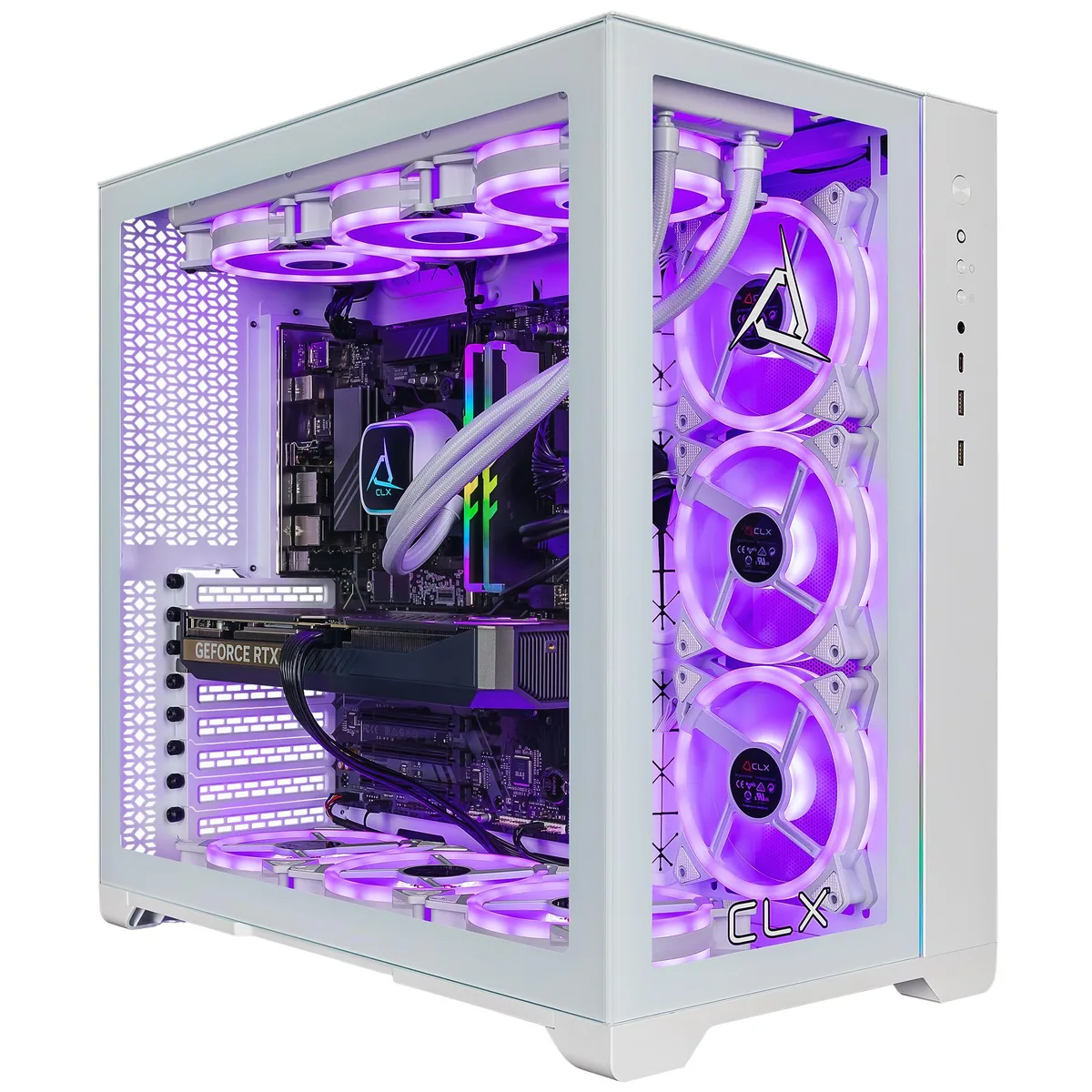 CLX Gaming CLX Gaming TGMSETRTU5205WM gaming PC Ryzen 7 7800X3D RTX 5070 64GB DDR5 2TB NVMe 6TB HDD — photo du produit