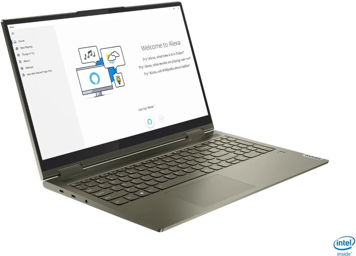 Dark Moss 2-in-1 laptop with 15.6 inch touchscreen and metal chassis