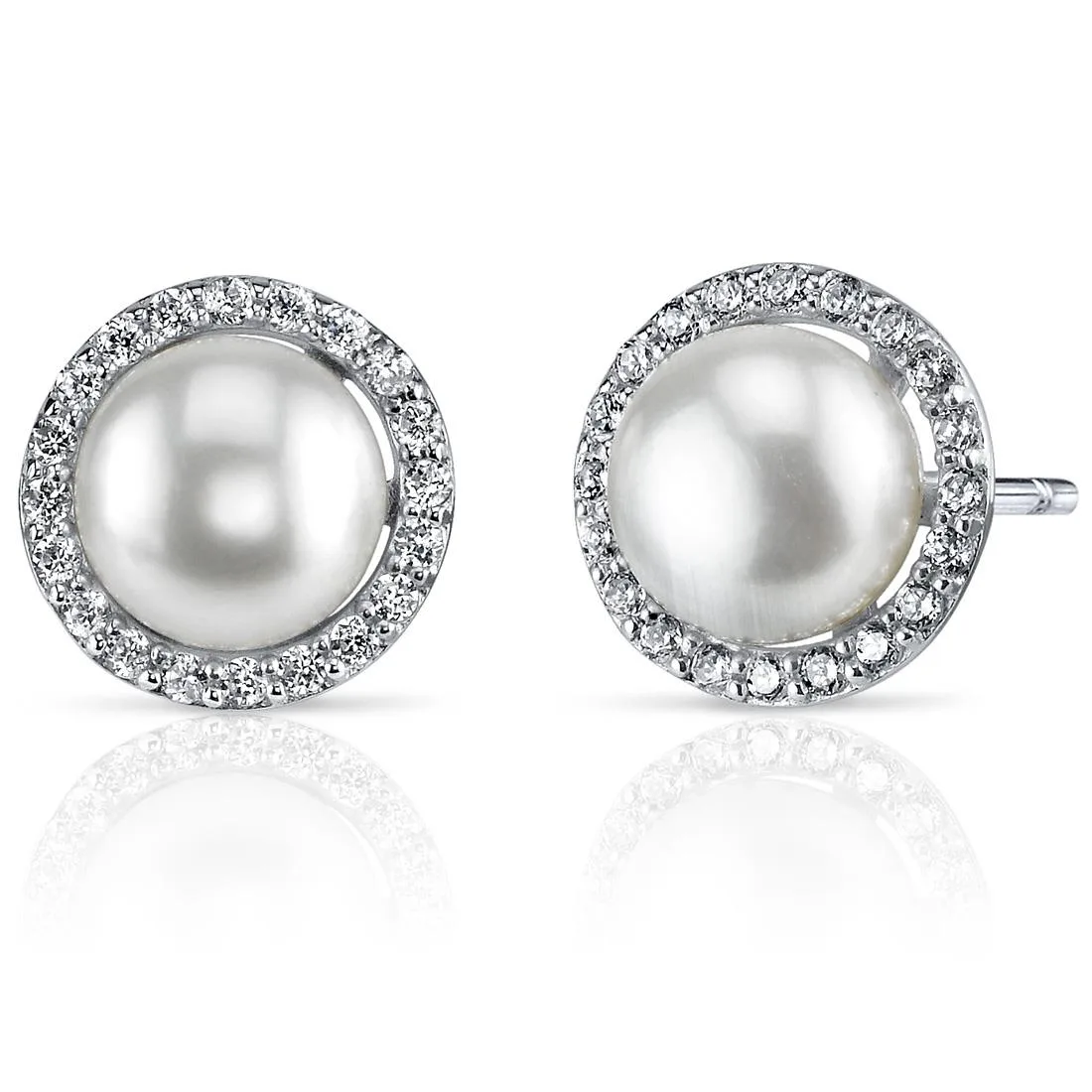 Oravo Oravo Circle of Life 7.5mm Freshwater Pearl Earrings Sterling Silver 925 3.08g 40 CZ SE8338 — product photo