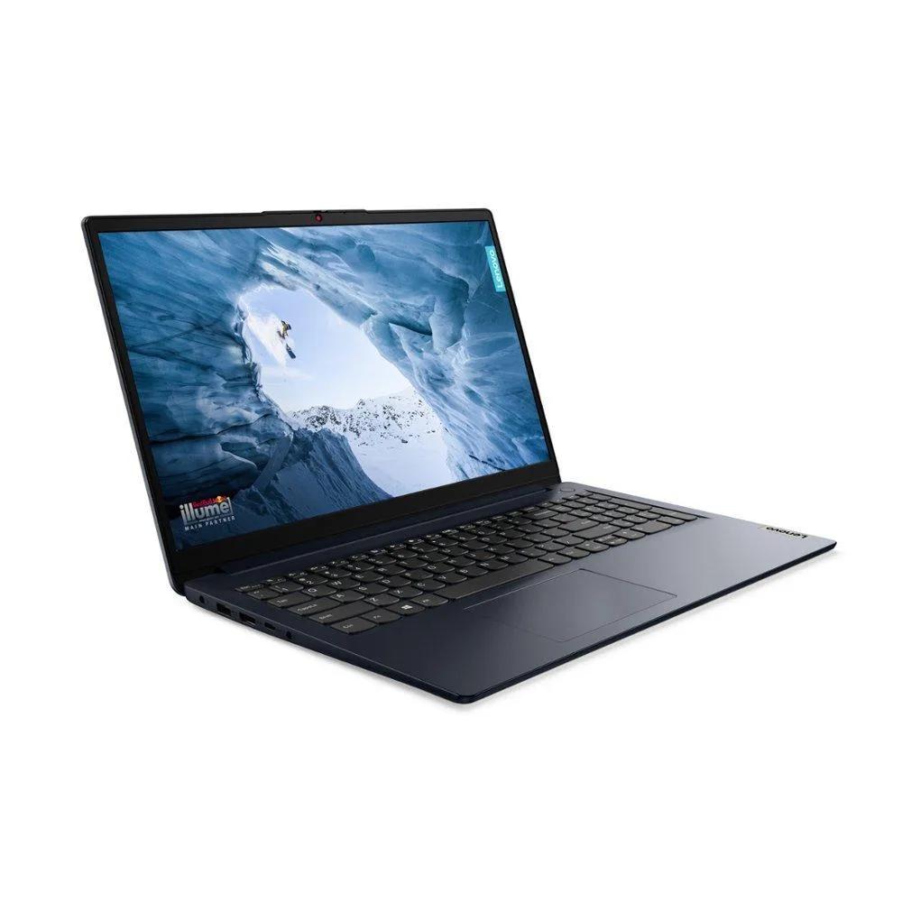 A 15.6 inch Abyss Blue laptop with a touchscreen display, open on a flat surface