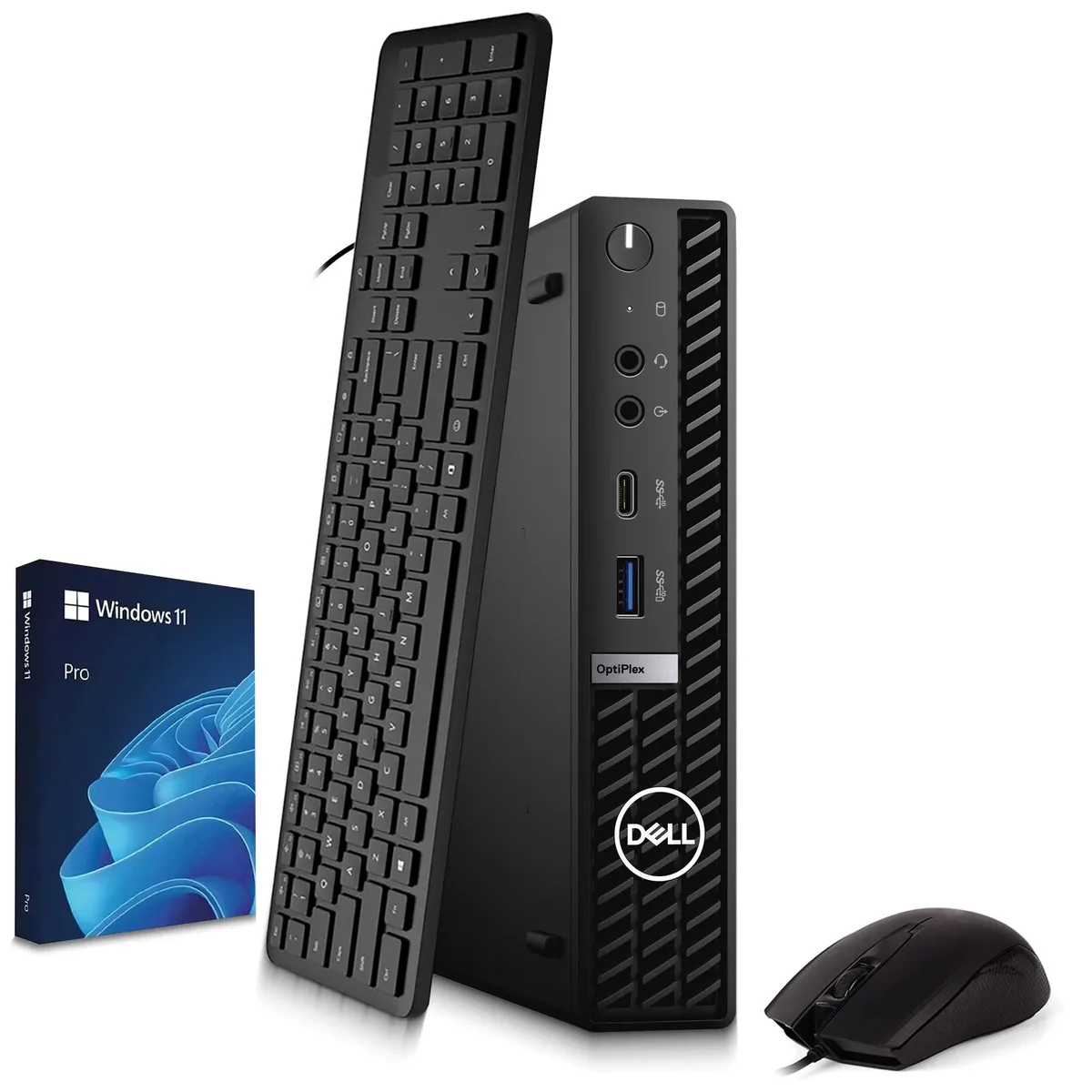 Small black rectangular desktop computer, compact micro form factor