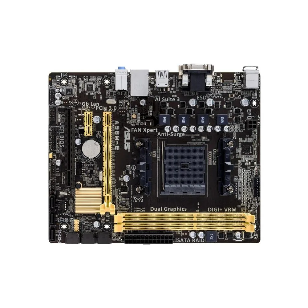 Green Micro ATX motherboard with black sockets and silver heatsinks
