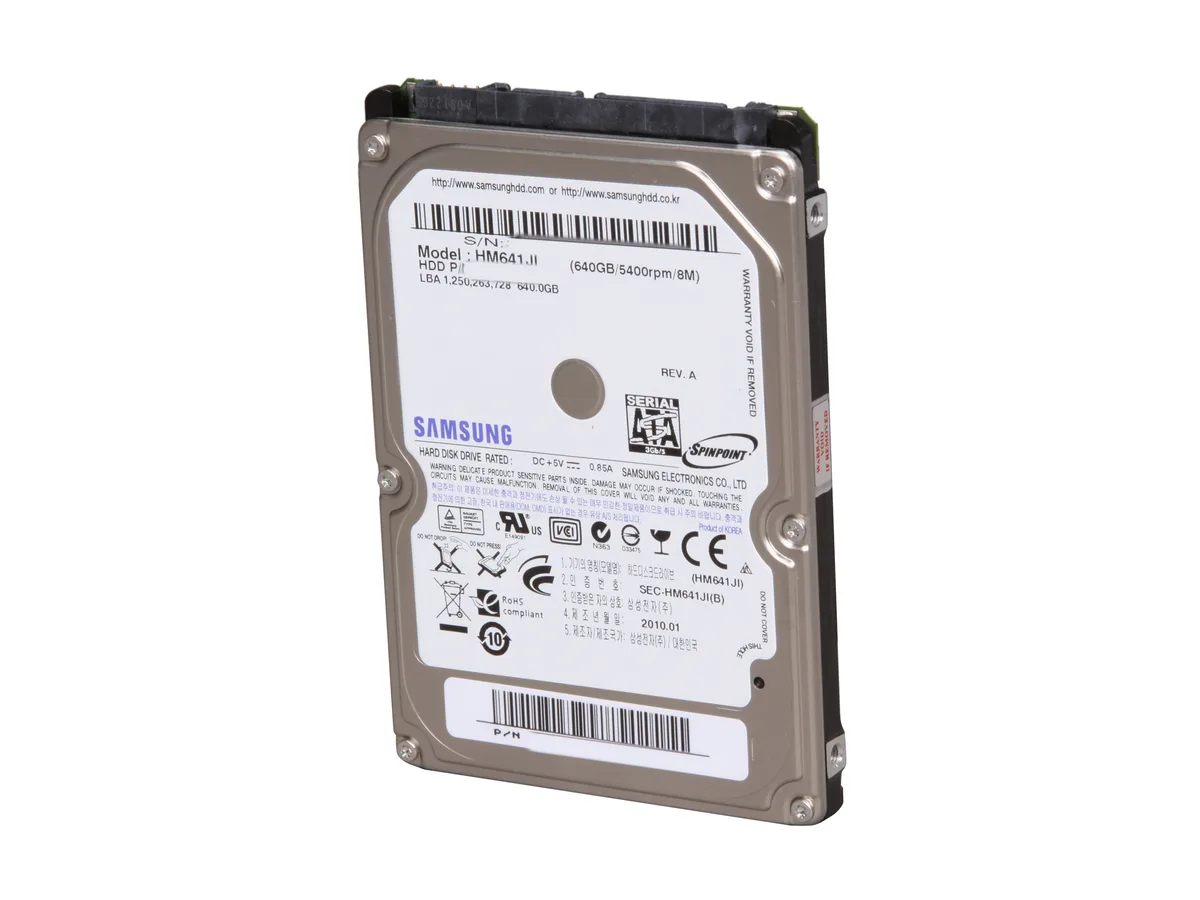 SAMSUNG SAMSUNG HM641JI 640GB 5400 RPM 8MB Cache SATA 3.0Gb/s 2.5" laptop hard drive — product photo