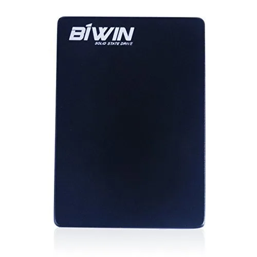 Silver rectangular 2.5 inch SSD with label showing 256GB MLC SATA III
