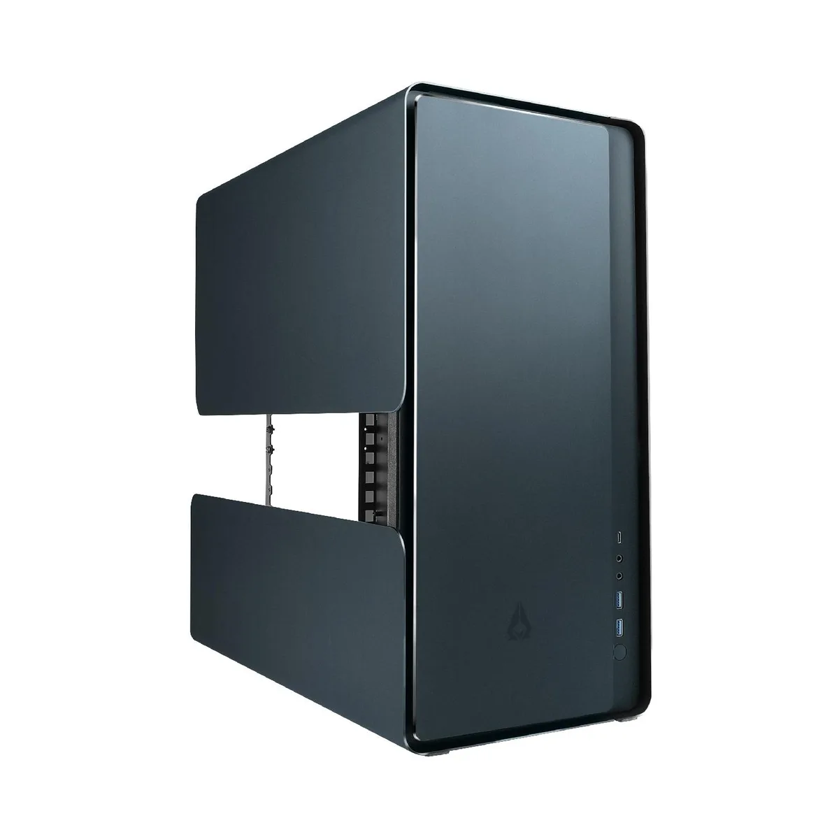 Black aluminium and steel mid-tower with side window and front 120 mm ARGB fan