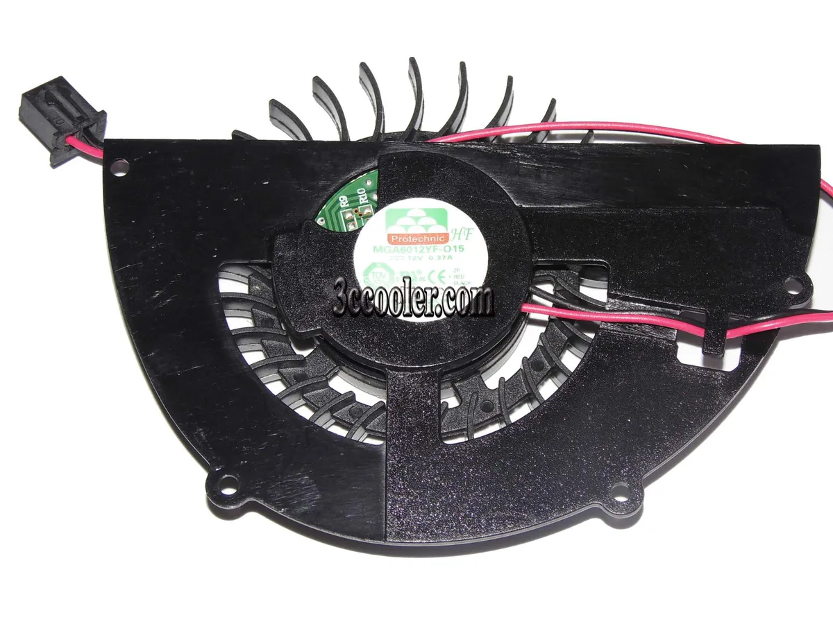Black sector-shaped graphics card fan with two-pin power connector
