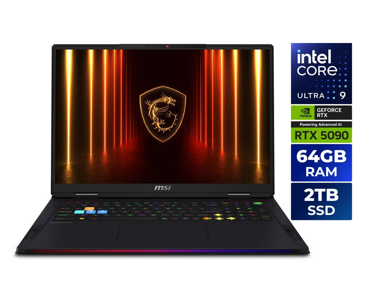 MSI Raider 18 HX AI laptop in Core Black finish