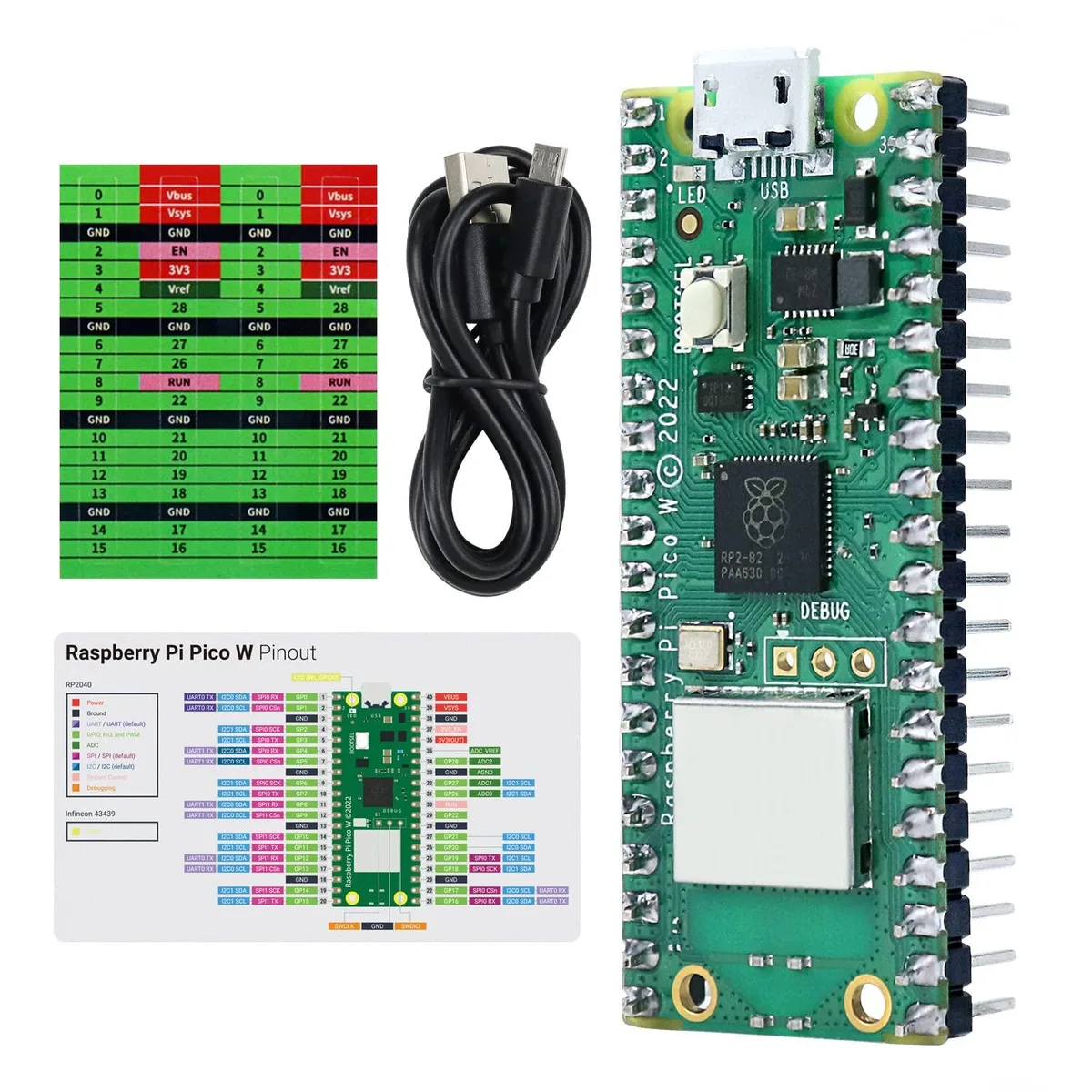 KEHIPI KEHIPI Raspberry Pi Pico W Pre-Soldered Header Development Board — produktfoto