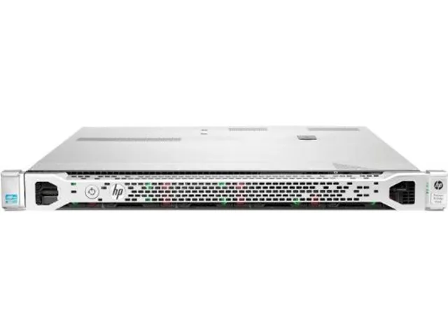 Silver 1U rack server front panel with drive bays and power button