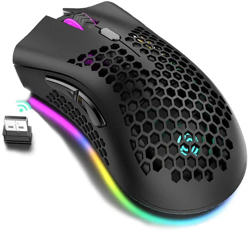 SMA SMA Lightweight Gaming Mouse Honeycomb 2.4G Wireless 1600 DPI RGB Black — product photo