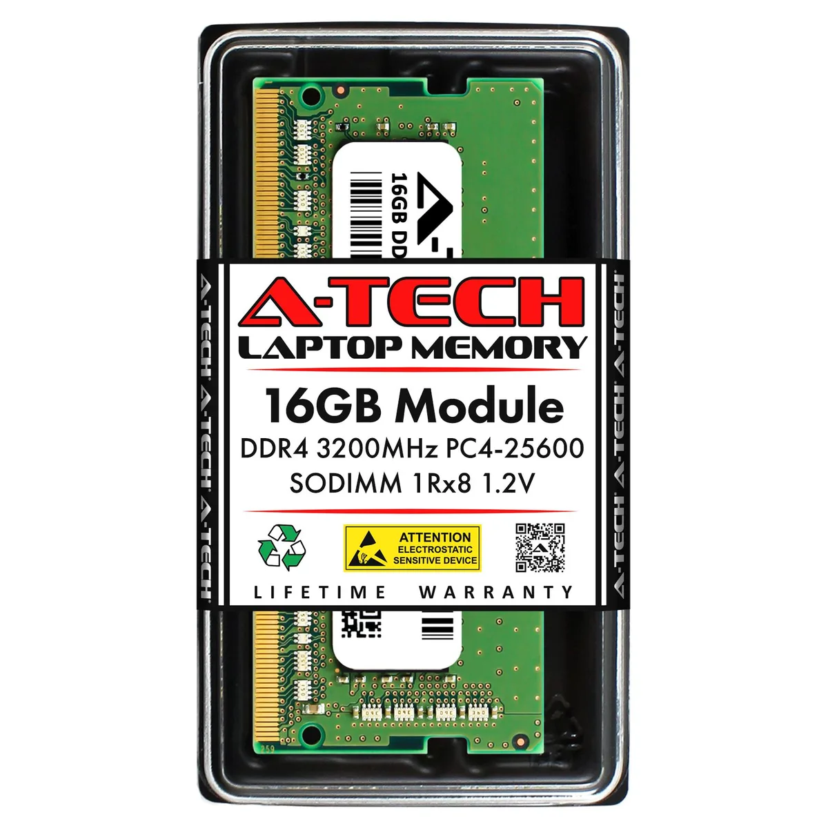 A-Tech A-Tech 16GB DDR4 3200MHz CL22 260-Pin SODIMM Kingston K1CXP8-MIE Laptop RAM — photo du produit