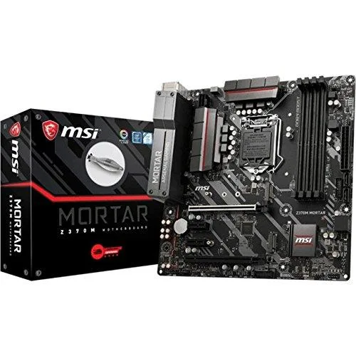 Micro ATX motherboard in black with red LED accents