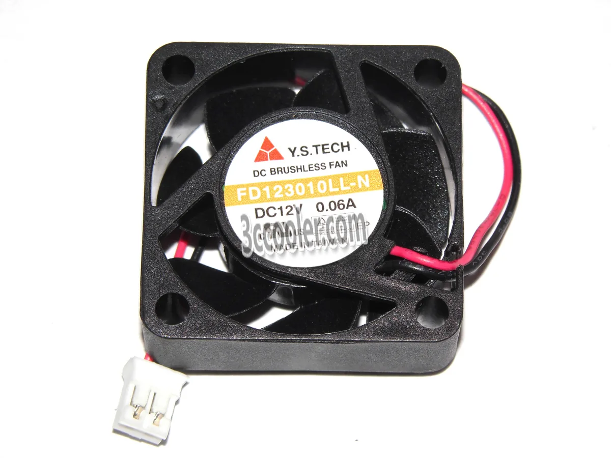Small black 30mm square fan with ball bearing and two-pin connector