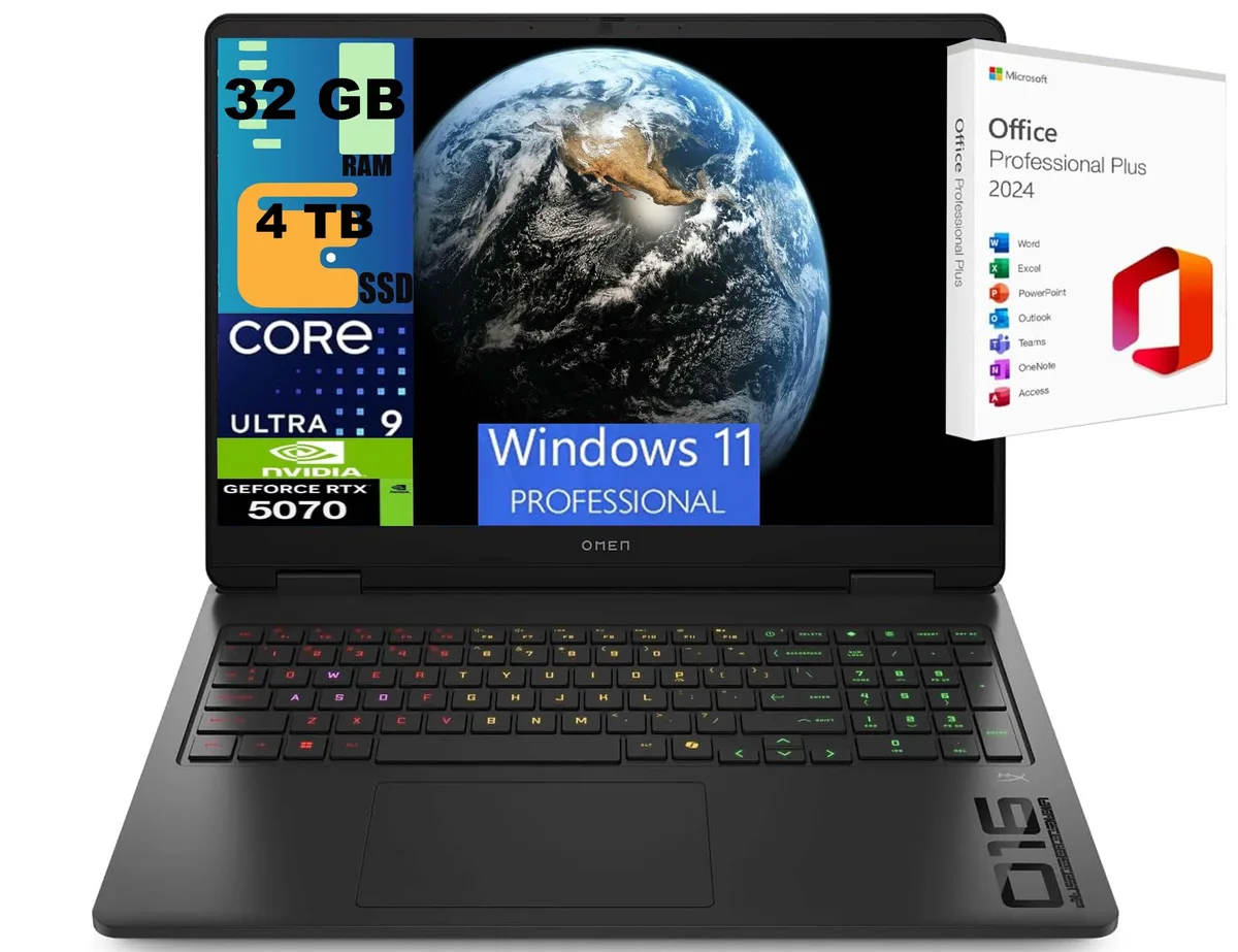 Black 16.1-inch gaming laptop with slim profile and backlit keyboard
