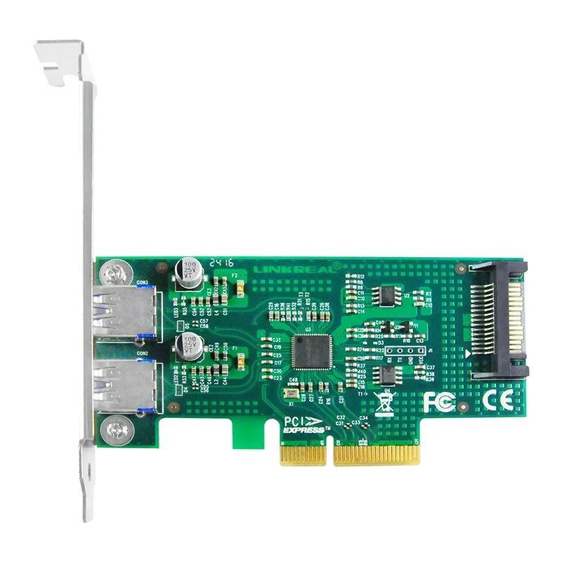 Shenzhen Lianrui Information Technology Shenzhen Lianrui Information Technology LRSU3A42-2A 2 Port USB 3.1 Type-A PCIe x4 Expansion Card — produktfoto
