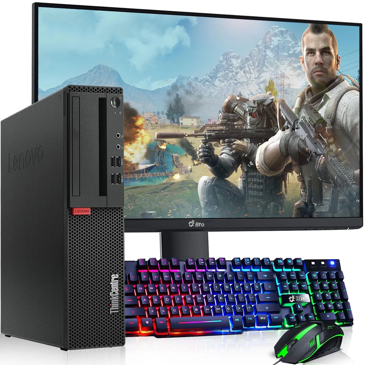 Lenovo Lenovo ThinkCentre M920 desktop PC i5-8500 32GB 1TB GTX 1050 Ti 24" monitor Win 11 Pro — photo du produit