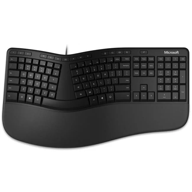 Microsoft Microsoft LXM-00001 Ergonomic Keyboard Black USB Wired Split Palm Rest Windows 10 11 — Produktfoto