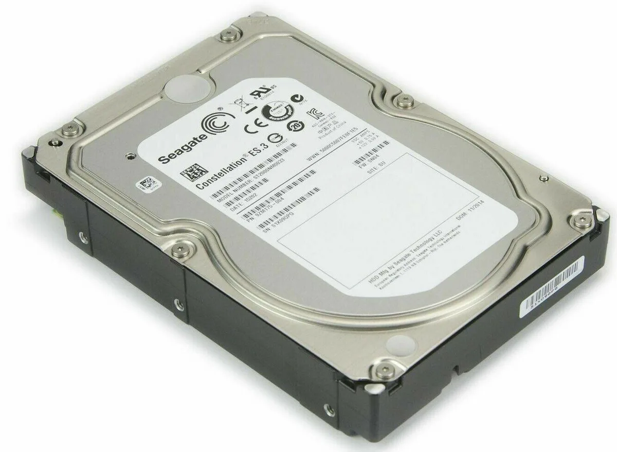 Silver 3.5 inch internal hard drive with circuit board visible