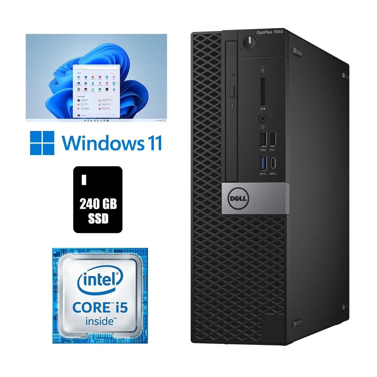 Black Dell OptiPlex 7050 small form factor tower with DVD drive
