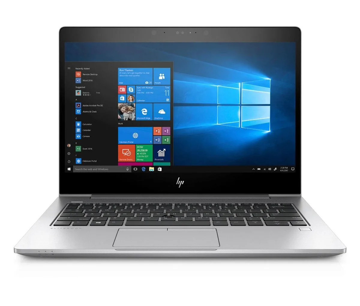 Silver HP EliteBook 830 G5 13-inch laptop closed on white background