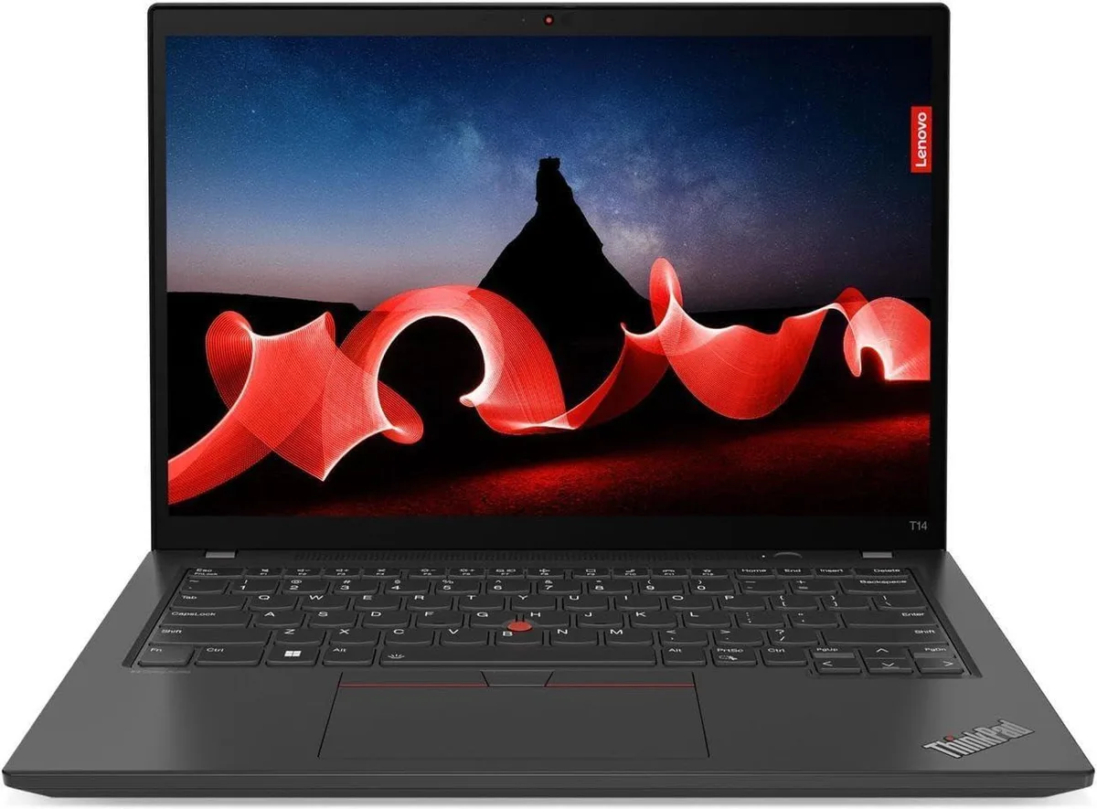 Black 14 inch ThinkPad T14 Gen 4 laptop closed on a flat surface