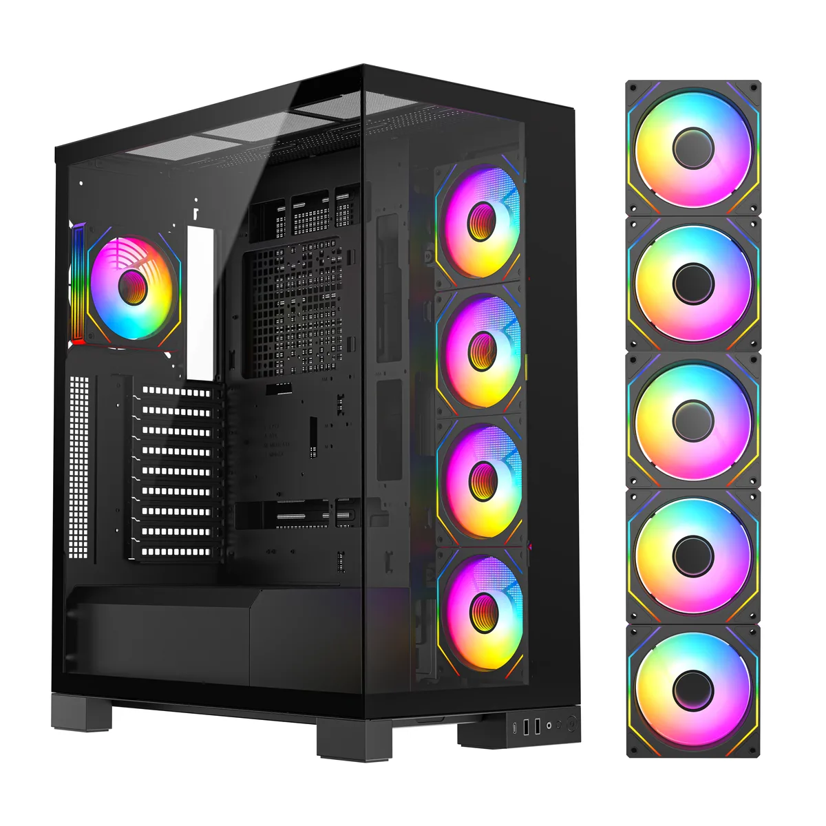DIYPC DIYPC Vanguard-F2-Pro Black ATX Full Tower PC Case — produktfoto