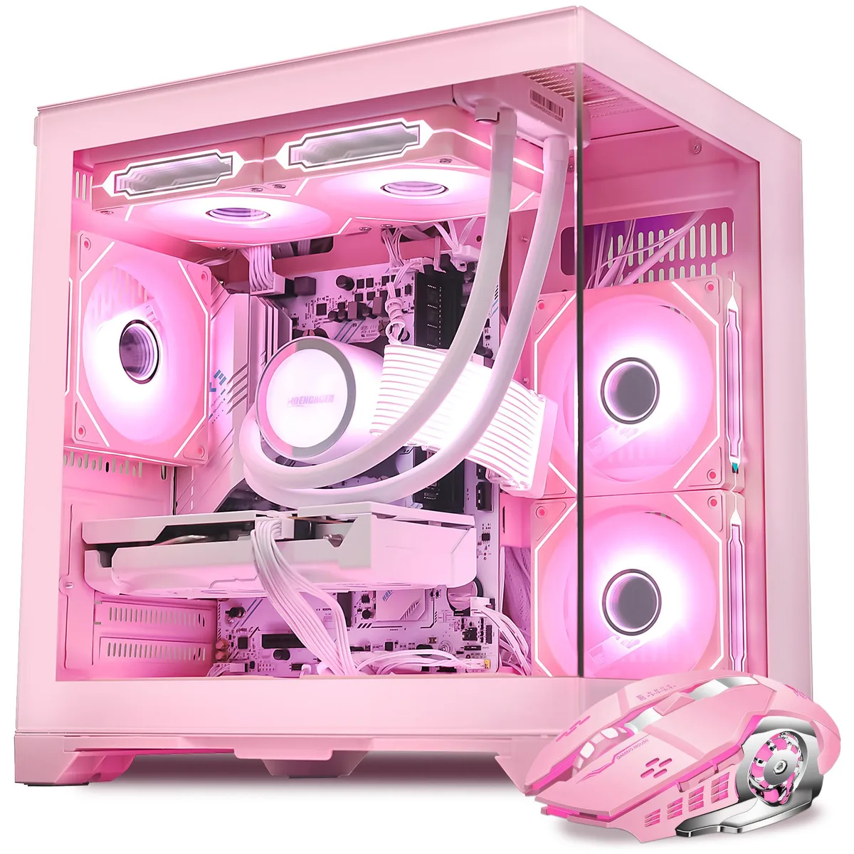 Hoengager Hoengager Gaming PC Ryzen 7 5700X RTX 5060 16GB DDR4 1TB PCIe SSD Pink — product photo