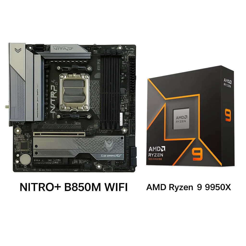 Sapphire Tech Sapphire Tech NITRO+ B850M WIFI AM5 Motherboard & Ryzen 9 9950X 16-Core CPU Combo — fotografia produktu