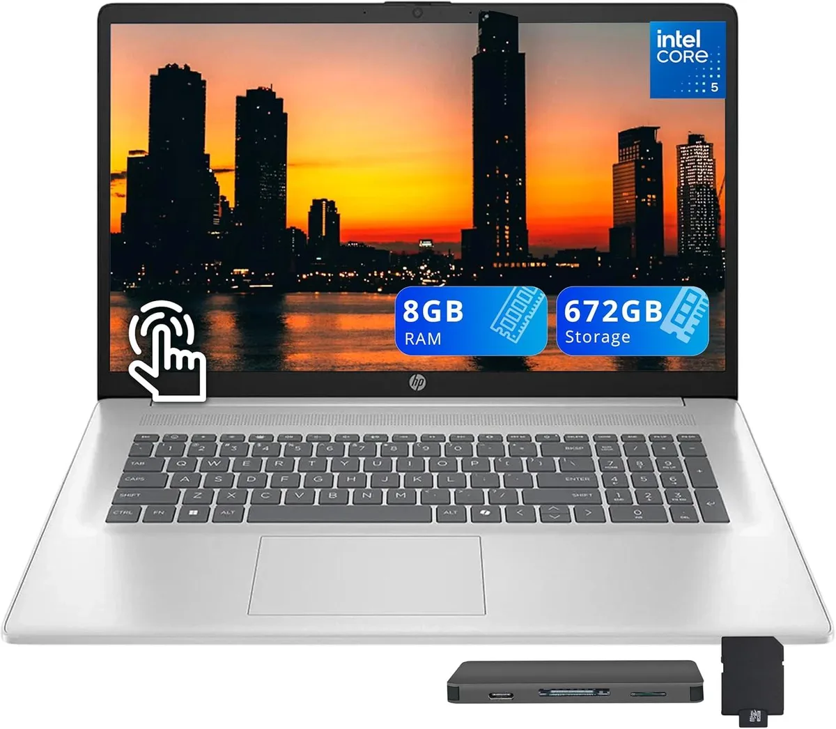 HP HP 17.3" HD+ Touchscreen Business Laptop Intel Core 5 120U 8GB DDR4 512GB SSD 160GB Dock Set Silver — foto produk