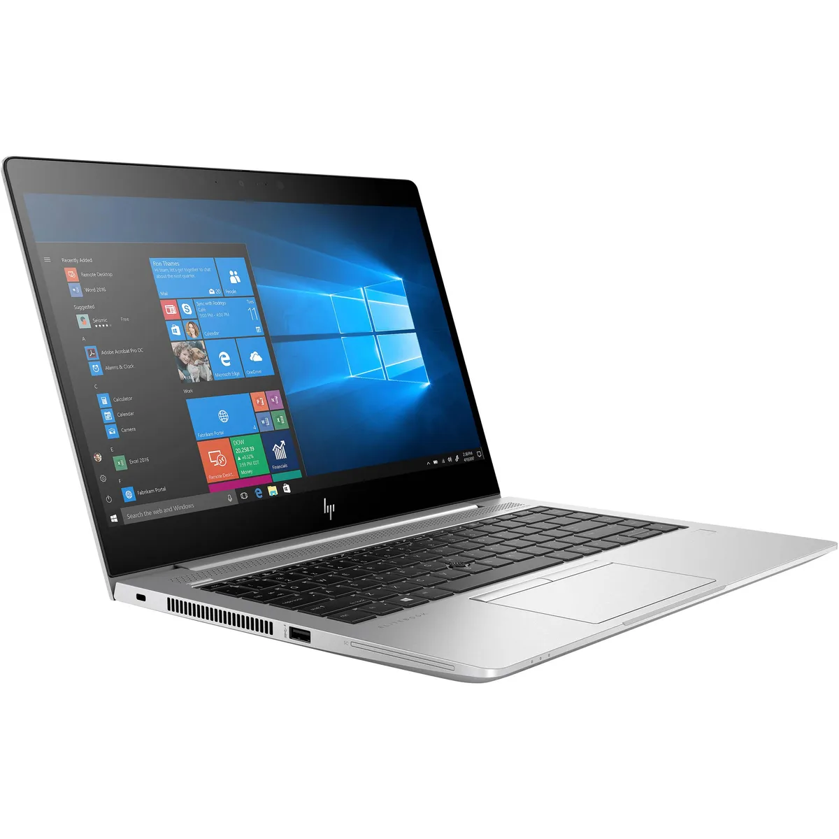 Silver 14 inch business laptop closed view