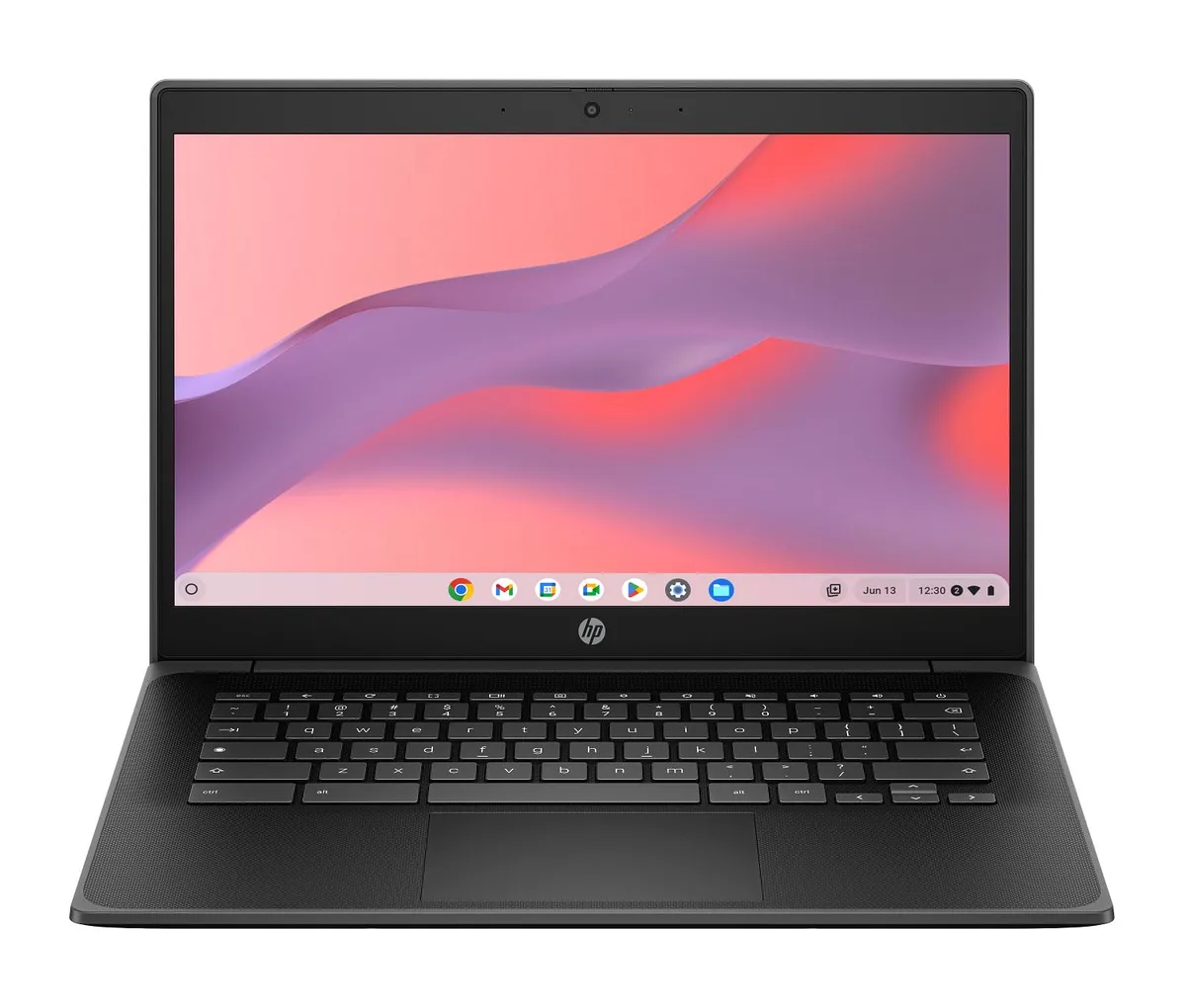 Black 14-inch Chromebook with touch screen and 180-degree hinge