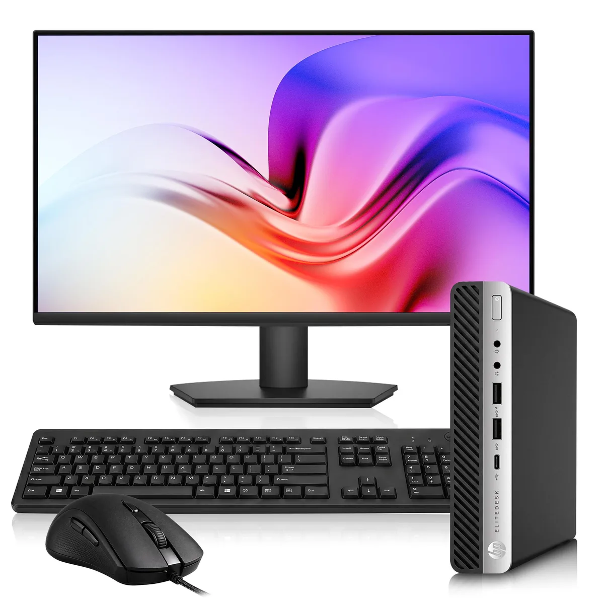 HP HP EliteDesk 800 G4 Mini PC i5-8500T 16GB 512GB 24" Monitor KB/Mouse WiFi Win11 Pro — product photo