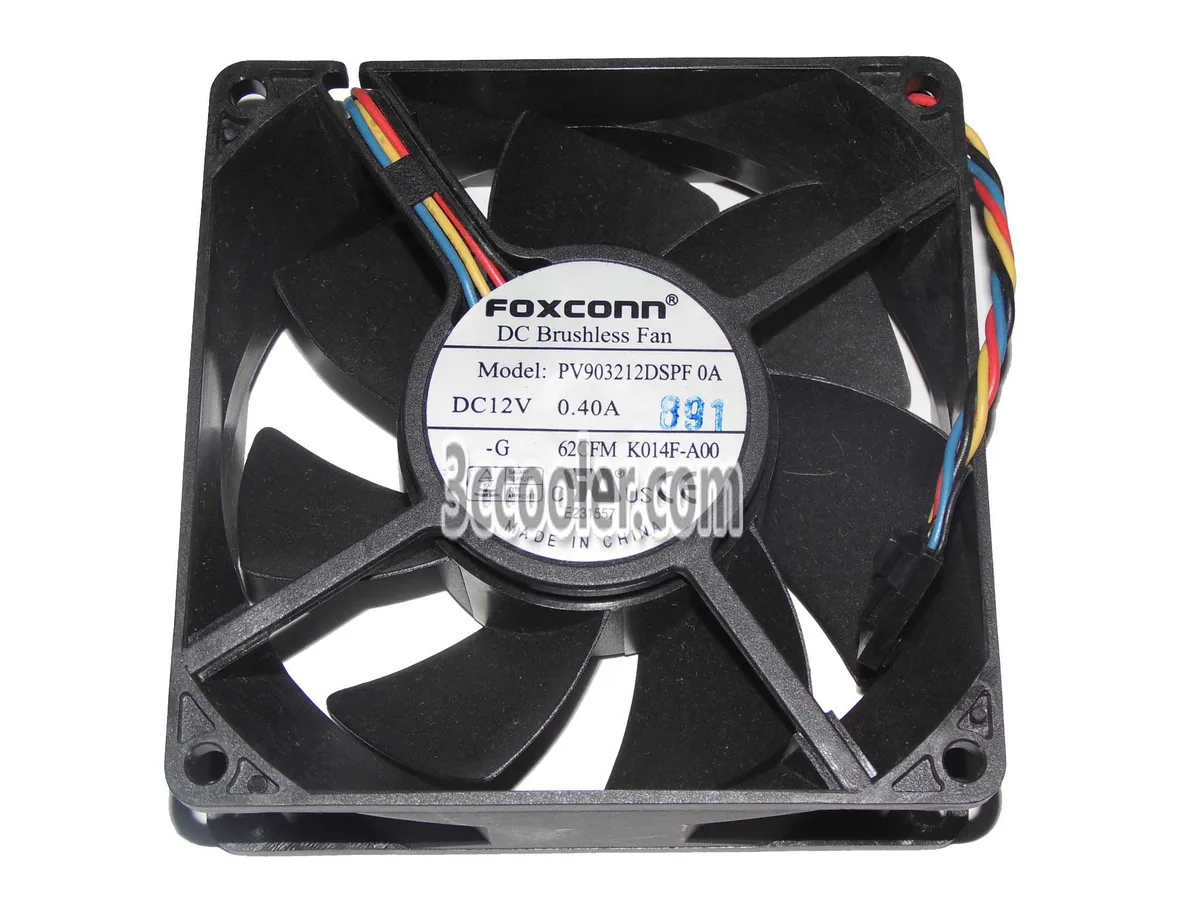Black 92mm square frame fan with four-wire PWM connector