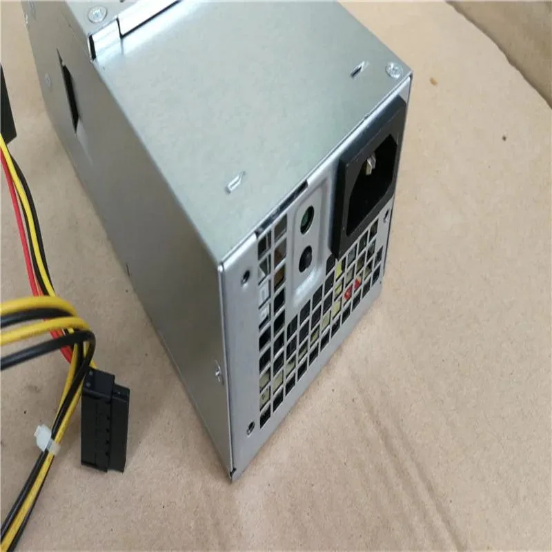 Compact ATX power supply unit with matte black finish and visible cooling fan grille