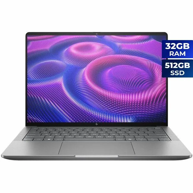 Silver 14-inch laptop with thin bezels and matte finish