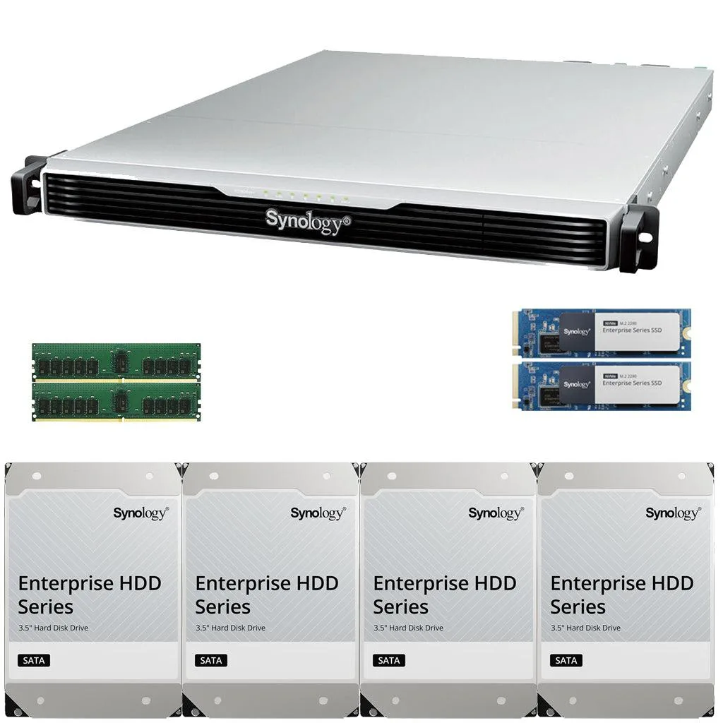 Synology Inc. Synology RS1626xs+ Intel Xeon D-1726 4-Bay Rackmount NAS 32GB RAM 1.6TB Cache 80TB Drives — product photo