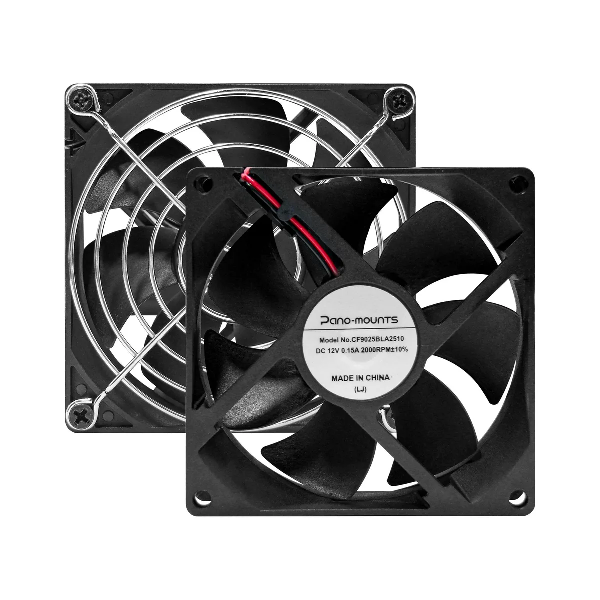 Two black 90mm case fans with 3-pin connectors