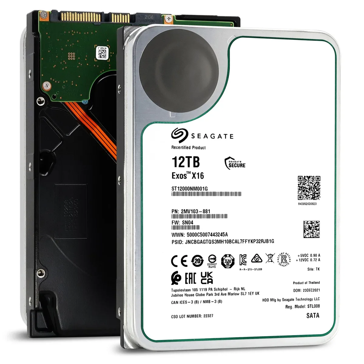 Seagate Exos X16 12TB 3.5 inch SATA hard drive bare silver casing