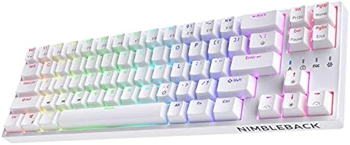 White 65% wired mechanical keyboard with 68 keys, arrow cluster, USB-C cable and two USB 2.0 passthrough ports