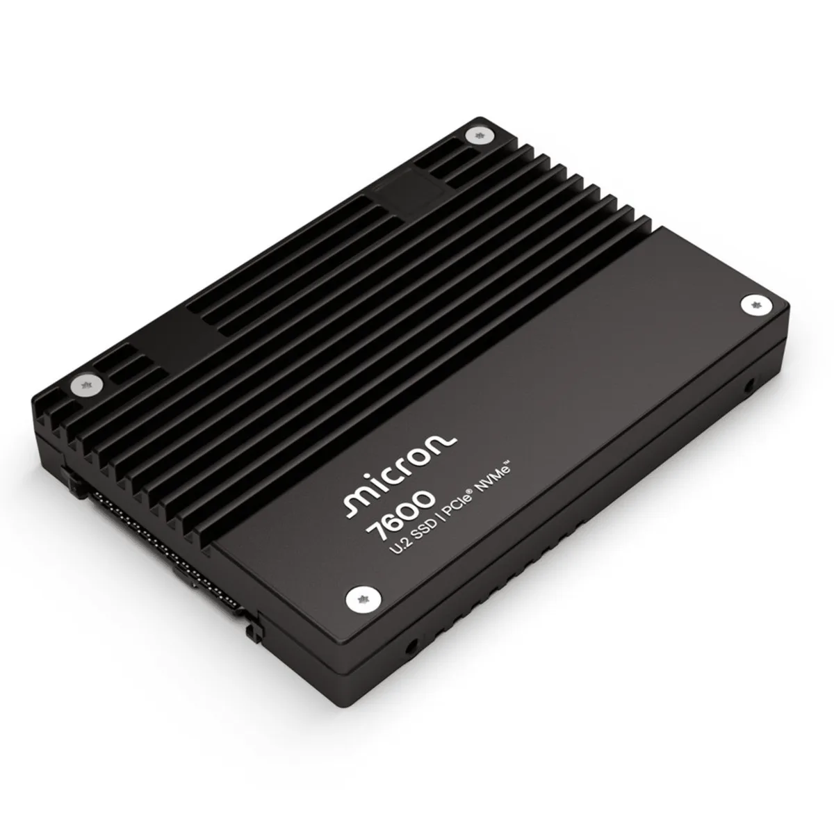 Silver rectangular U.2 enterprise SSD with 15mm thick metal casing and edge connector visible