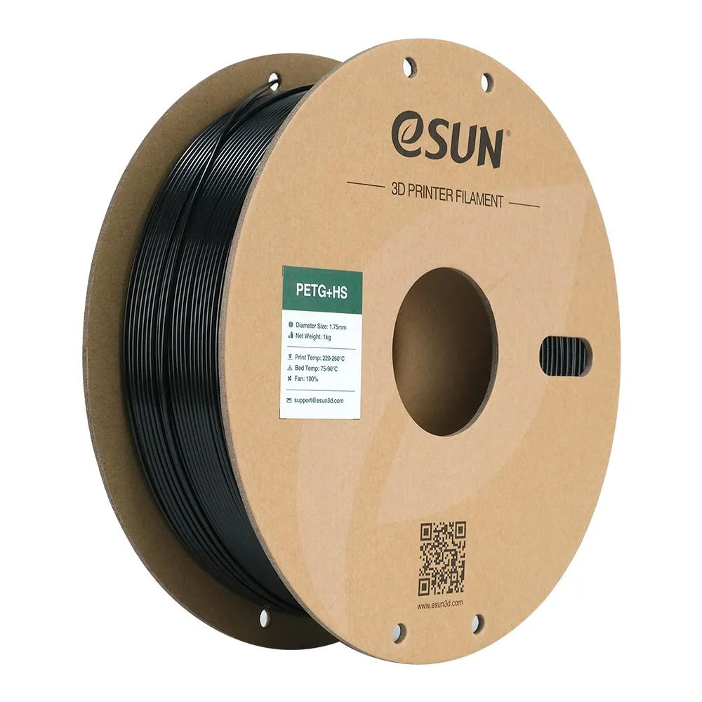 Black 1.75 mm PETG filament on a 1 kg spool